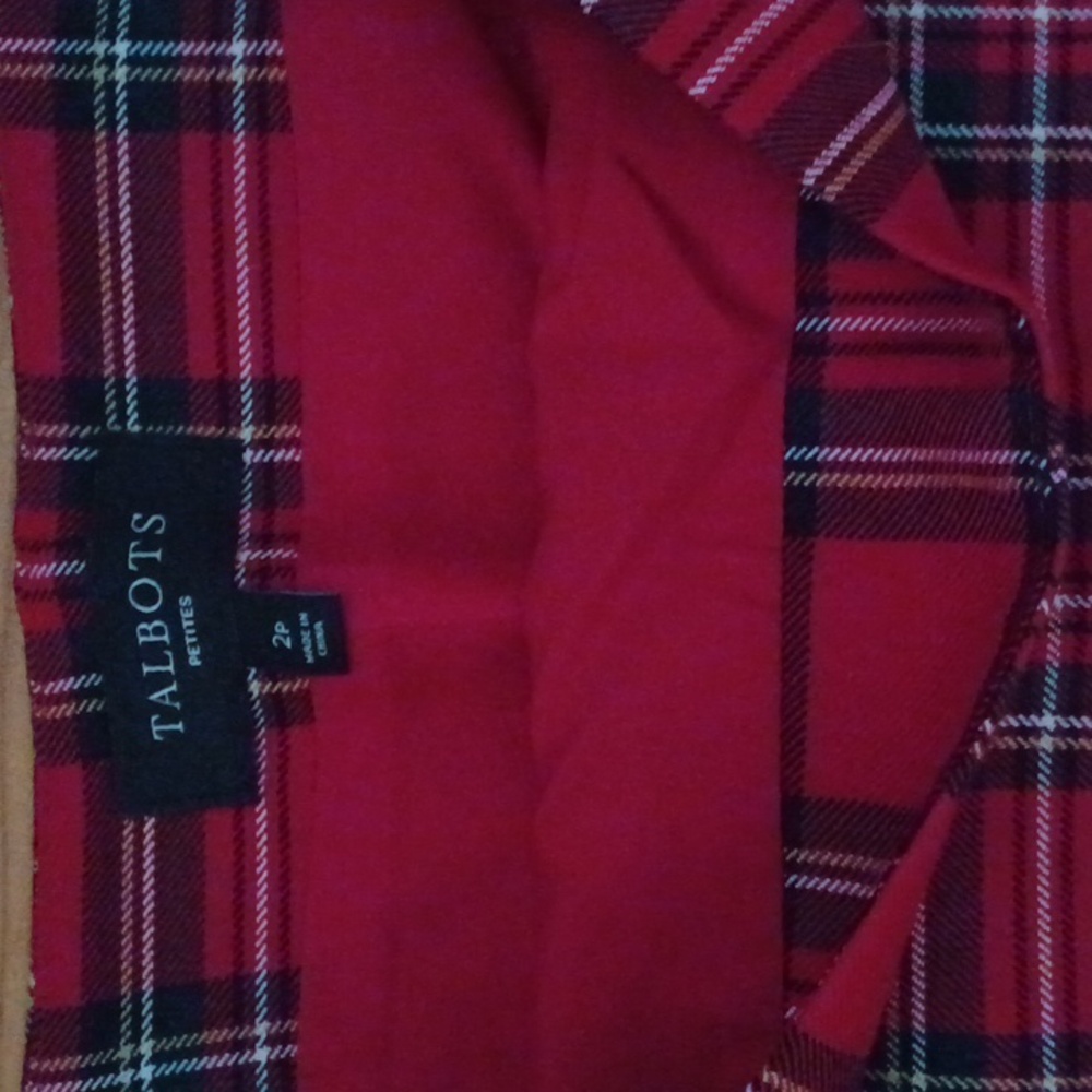 NWOT Talbots Red Plaid Pencil Skirt - Picture 2 of 7
